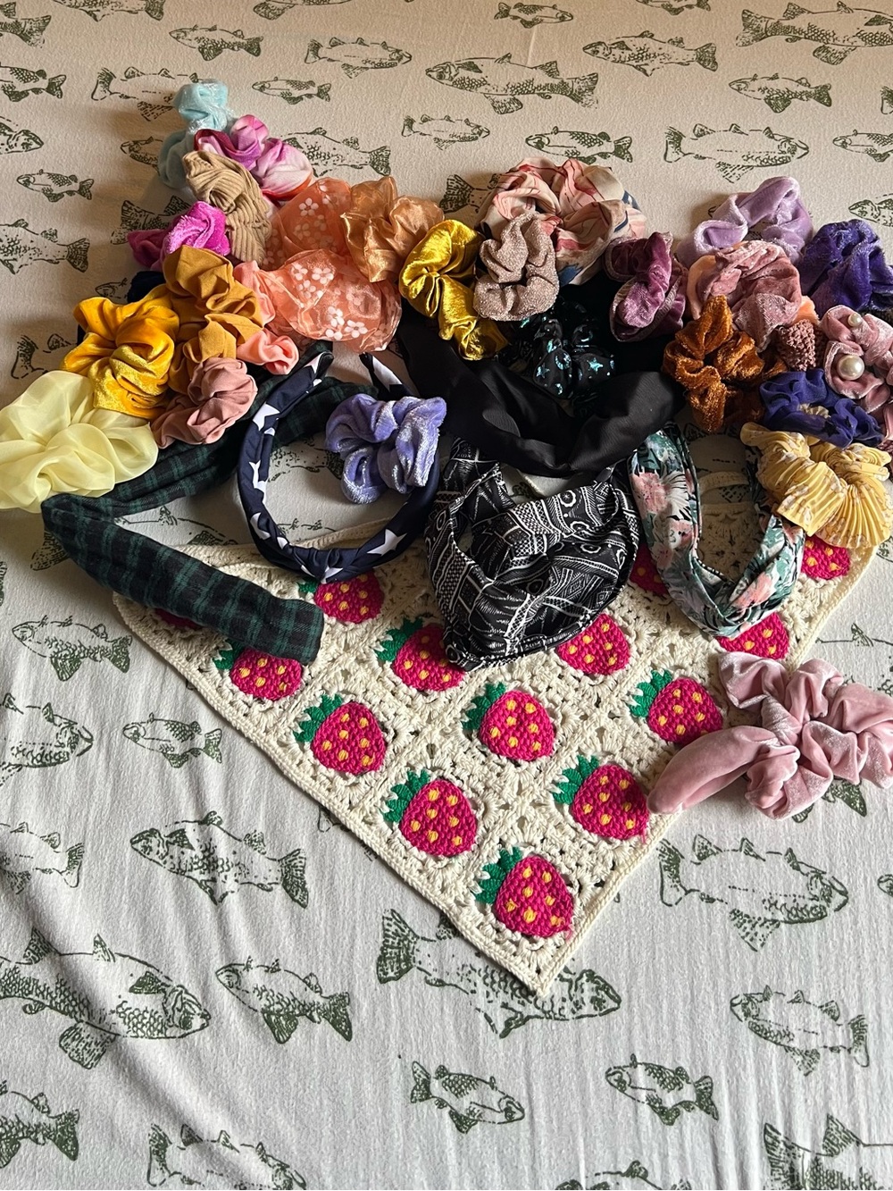Bundle of Various Hair Accessories- Headbands Scrunchies Bandanna